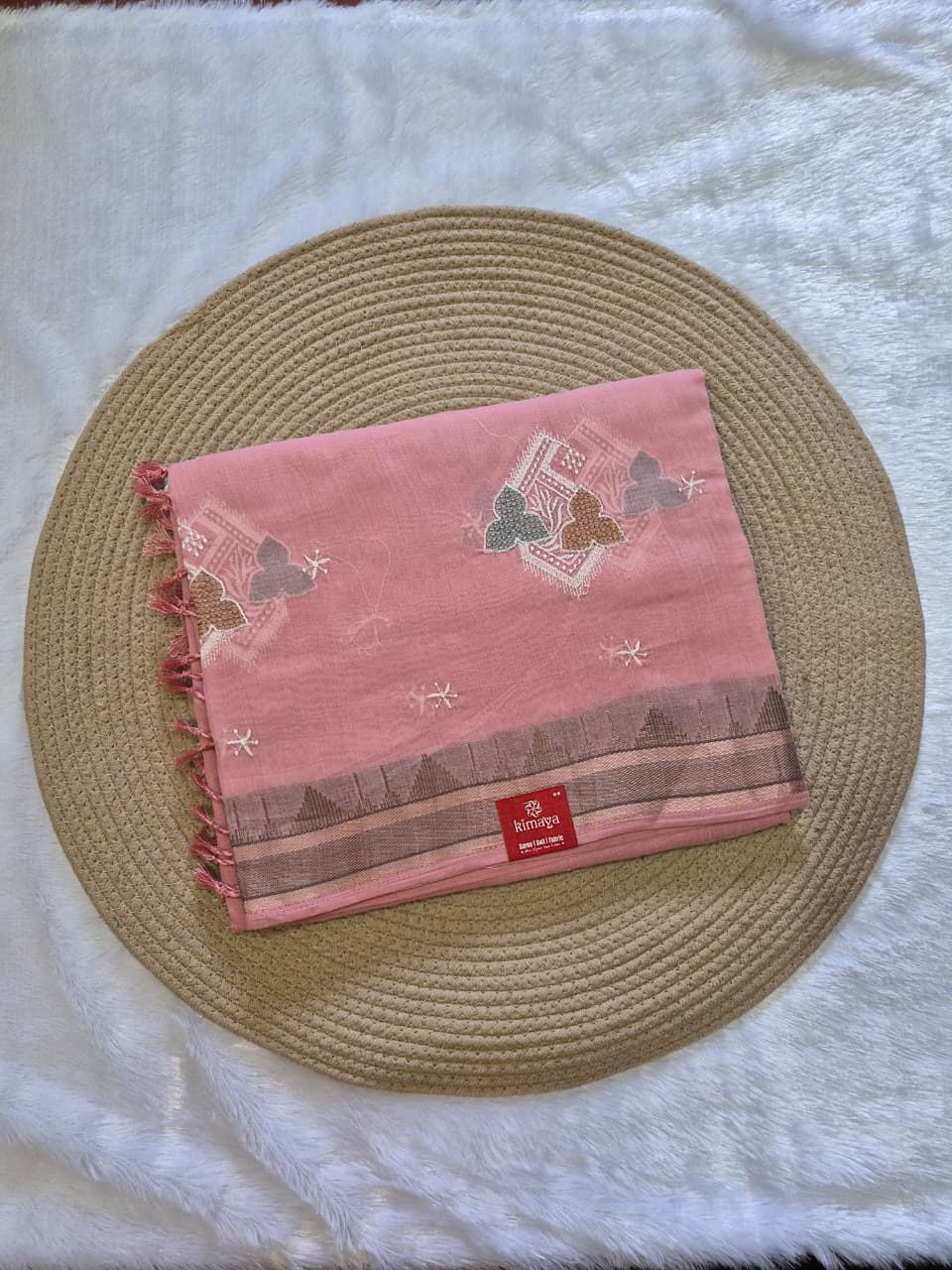 Elegant Contrast Temple Border Pure Cotton Saree